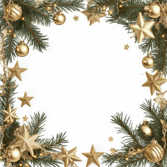 christmas frame with pine cones