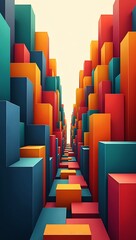 Obraz premium Large flow of abstract blocks narrowing sharply through single small gap, organizational bottleneck concept 