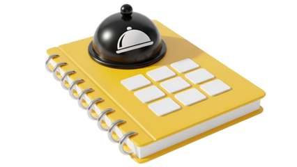 Hotel bell and notepad isolated on transparent background