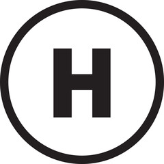 Helipad vector icon symbol, representing a helicopter landing pad, airport, emergency services, and aviation industry isolated on transparent background. Vector illustration.