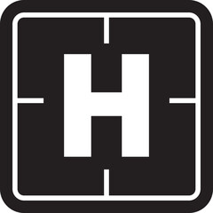 Helipad vector icon symbol, representing a helicopter landing pad, airport, emergency services, and aviation industry isolated on transparent background. Vector illustration.