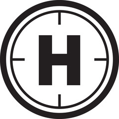 Helipad vector icon symbol, representing a helicopter landing pad, airport, emergency services, and aviation industry isolated on transparent background. Vector illustration.