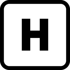 Helipad vector icon symbol, representing a helicopter landing pad, airport, emergency services, and aviation industry isolated on transparent background. Vector illustration.