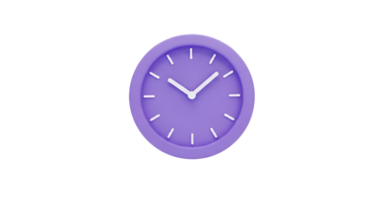 Purple clock icon isolated on transparent background