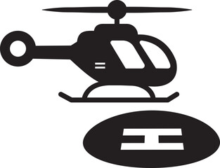 Helipad vector icon symbol, representing a helicopter landing pad, airport, emergency services, and aviation industry isolated on transparent background. Vector illustration.