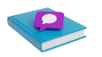 Book with speech bubble icon isolated on transparent background