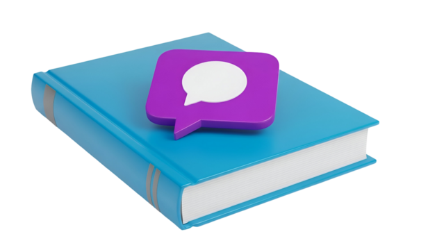 Book with speech bubble icon isolated on transparent background - Powered by Adobe