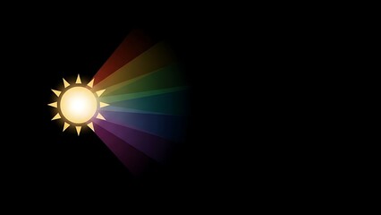 simplified sun icon with faded spectral colors around it