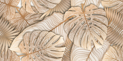 close up of a pile of dry leaves gold banana leaf wall mural abstract wallpaper 3d home decor golden. © MAA BAHUCHAR