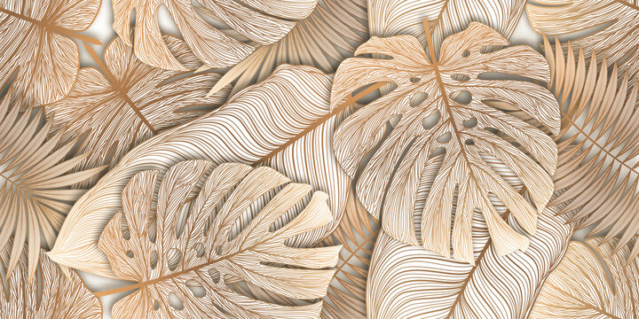 close up of a pile of dry leaves gold banana leaf wall mural abstract wallpaper 3d home decor golden.