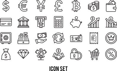 Money icon set. Dollar and Euro symbol. Vector illustration.