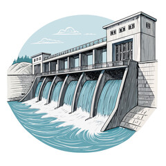 Stunning Hydropower Dam With Flowing Water High-Quality Stock Image
