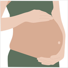 woman holding her pregnant belly