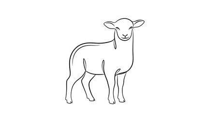 Obraz premium Minimalist Vector Illustration of a Young Lamb Standing on a White Background, a Simple and Clean Representation of Livestock