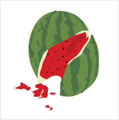 cracked watermelon. Broken crashed smashed watermelon