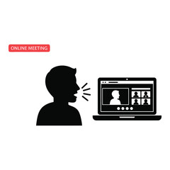 Person participating in virtual online meeting on laptop