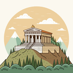 Elegant Ancient Greek Temple Mountain Premium Digital Asset