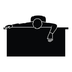 Frustrated businessman leaning on desk in stress