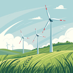 Dynamic Wind Turbines Field Creative Visual
