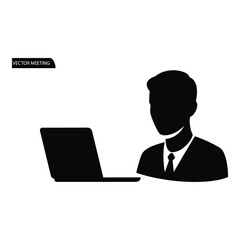 Businessman working on laptop in modern office setting