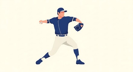 Naklejka premium Baseball Player Throwing Ball Illustration.