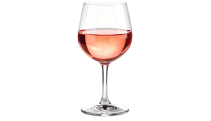 Elegant wine glass filled with refreshing pink liquid, set against a solid black backdrop