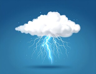 Cartoon illustration of a fluffy white cloud emitting lightning