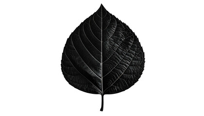 Monochrome image of a leaf split vertically, showcasing textures against a black background