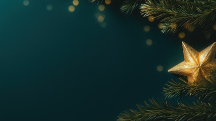 Minimalist Golden Star Christmas Ornament with Soft Warm Bokeh Lights