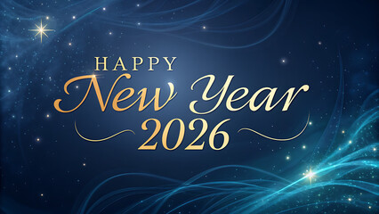 Shining New Year 2026 Celebration Greetings Card.