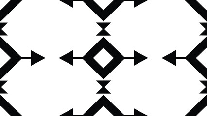 Seamless Geometric Pattern with Arrows and Diamond Shapes abstract black and white