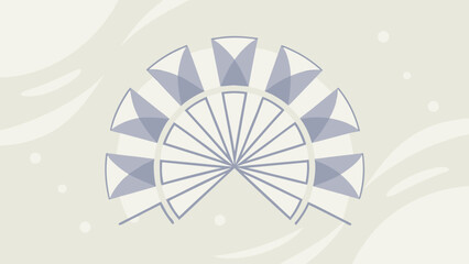 Semicircular Fan Shape with Translucent Panels on Light Background abstract geometric