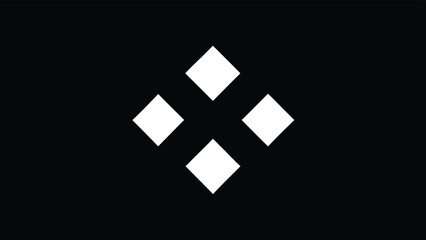 Simple White Diamond Cross Shape On Black Background abstract geometric
