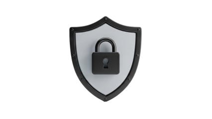 Shield with Black Padlock Icon - Security and Protection Concept