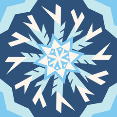 Stylized Blue and White Snowflake Pattern with Geometric Accents vector illustration
