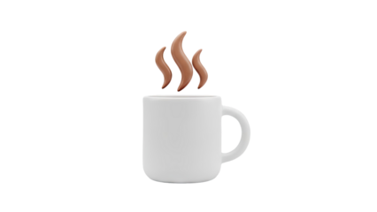 White Mug with Steaming Brown Swirls
