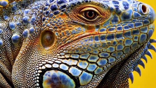 Colorful lizard head close up
