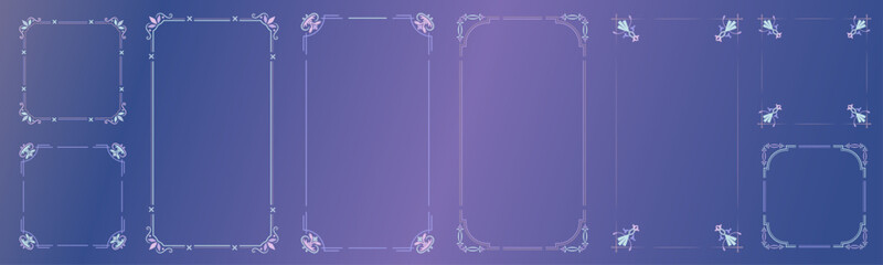 A set of decorative frames with a girly vibe. Adorable decorative borders. Colorful frames with a vintage design.