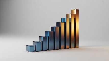 Shining 3D bar graph showing business growth and success