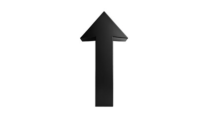 A solitary, dark grey arrow pointing upwards, against a stark, black background