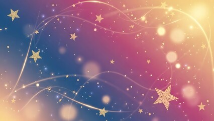 A dreamy rainbow sparkle background showcasing iridescent glitter, soft bokeh lighting, and glowing star elements for creative projects