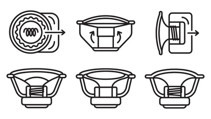 Audio Core Cutaway Speaker Driver Structure Icons