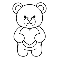Cute teddy bear holding heart shape illustration for valentines day