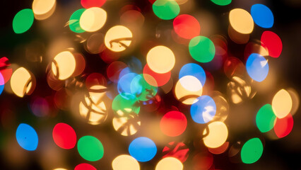 Colorful bokeh lights create festive background