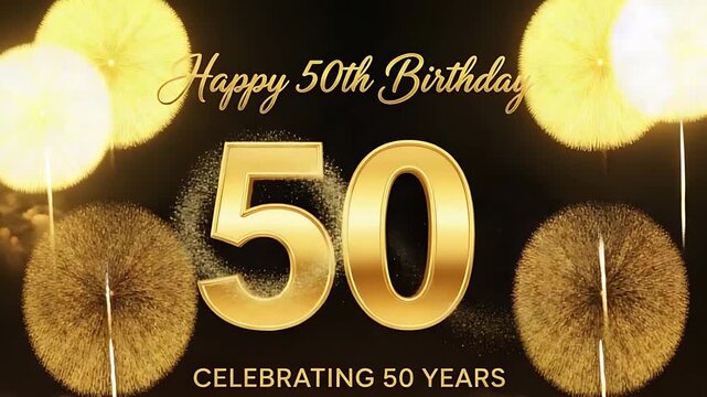 50th Birthday Anniversary Celebration with Golden Fireworks