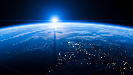 Earth from space sunrise over Europe