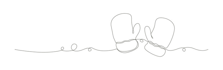 Mitten winter gloves continuous line vector illustration design
