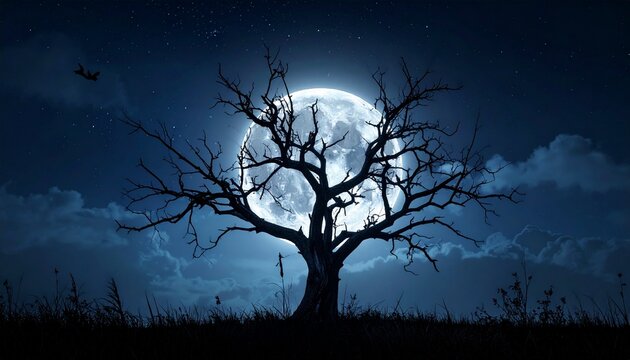 full moon view on Halloween night