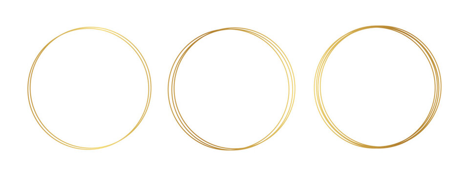 Elegant golden line circular frames icon set vector. design elements and luxury borders symbol. vector illustration.