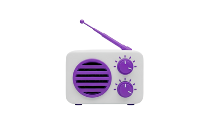 Cute Purple and White Retro Radio 3D Render